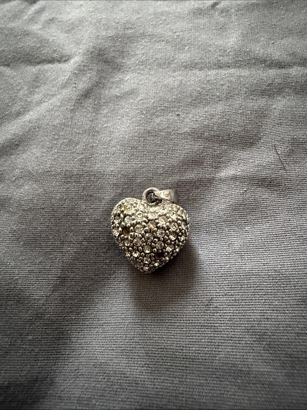 Sparkling Heart Charm Pendant in Silver